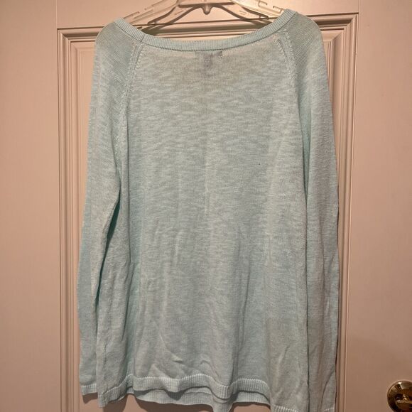 Gap Sweater Women's Large Mint Green Summer Lightweight Raglan sleeve Cotton - Picture 7 of 8